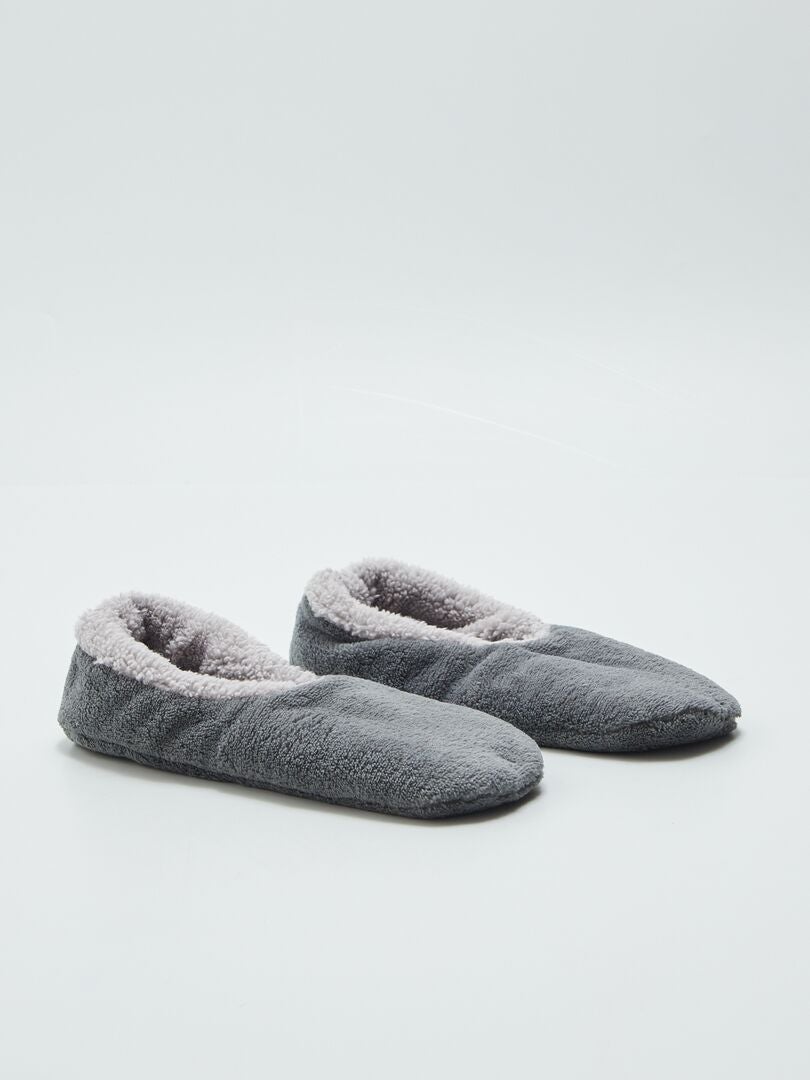 Zapatillas de casa tipo manoletinas de tejido polar GRIS - Kiabi