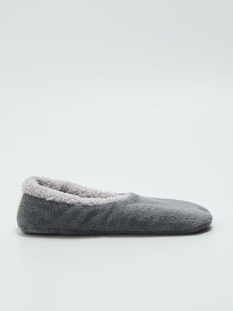Zapatillas de casa tipo manoletinas de tejido polar GRIS - Kiabi