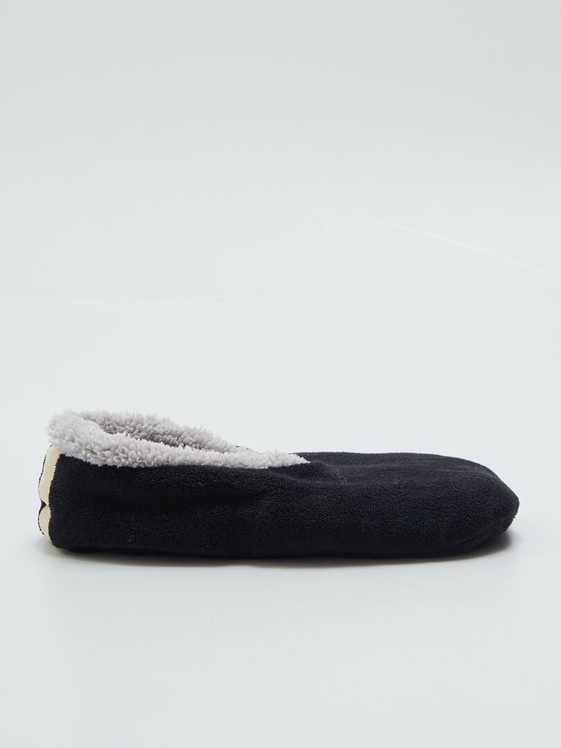 Zapatillas de casa tipo manoletinas de tejido polar NEGRO - Kiabi