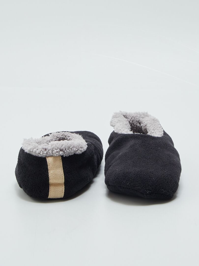 Zapatillas de casa tipo manoletinas de tejido polar NEGRO - Kiabi