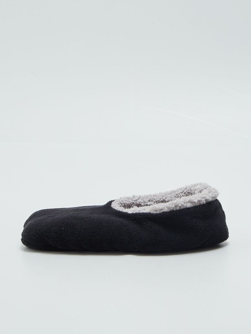 Zapatillas de casa tipo manoletinas de tejido polar NEGRO - Kiabi