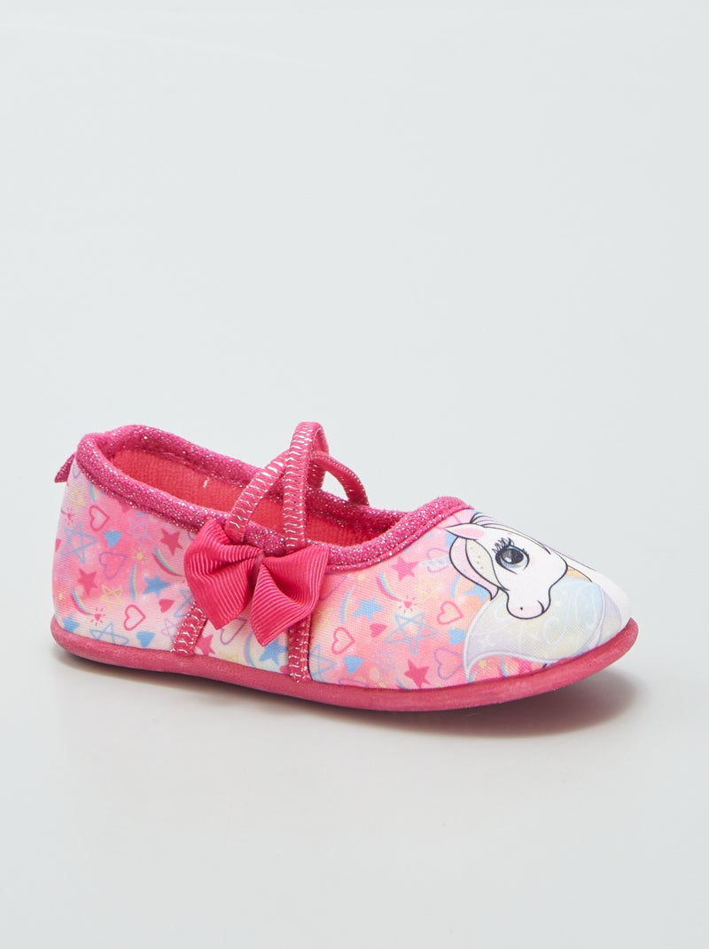 Zapatillas de casa tipo manoletinas de unicornio ROSA - Kiabi