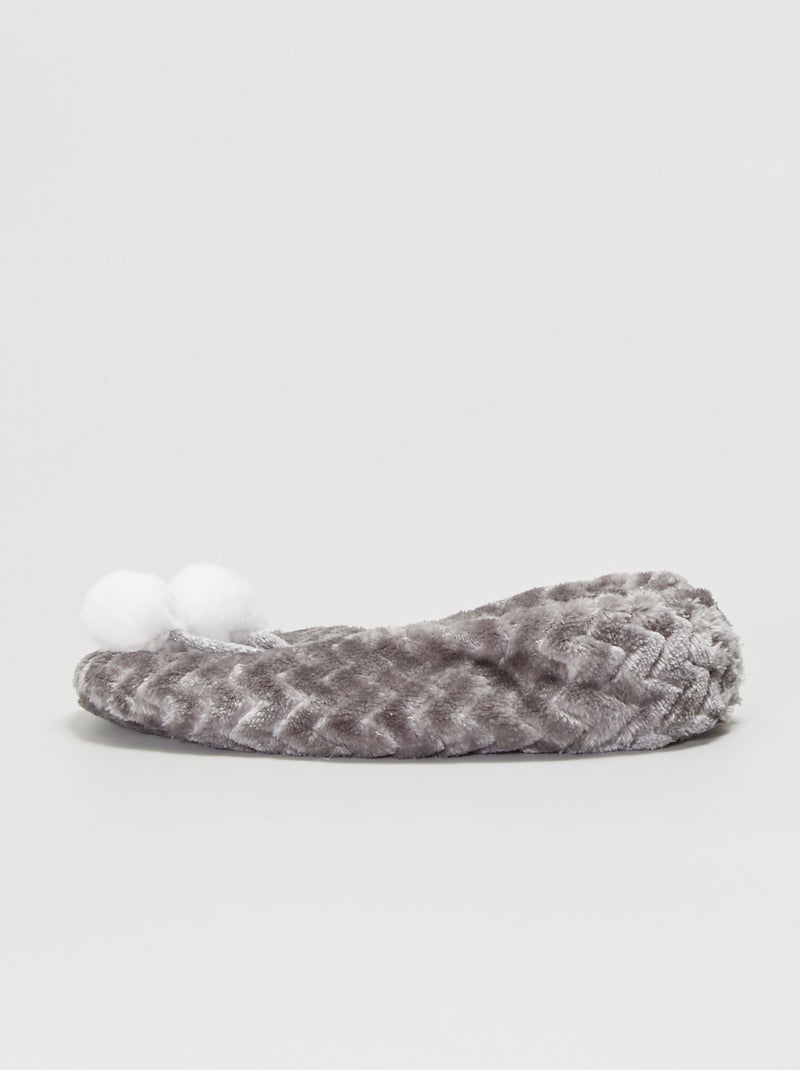 Zapatillas de casa tipo manoletinas forradas con borla gris - Kiabi