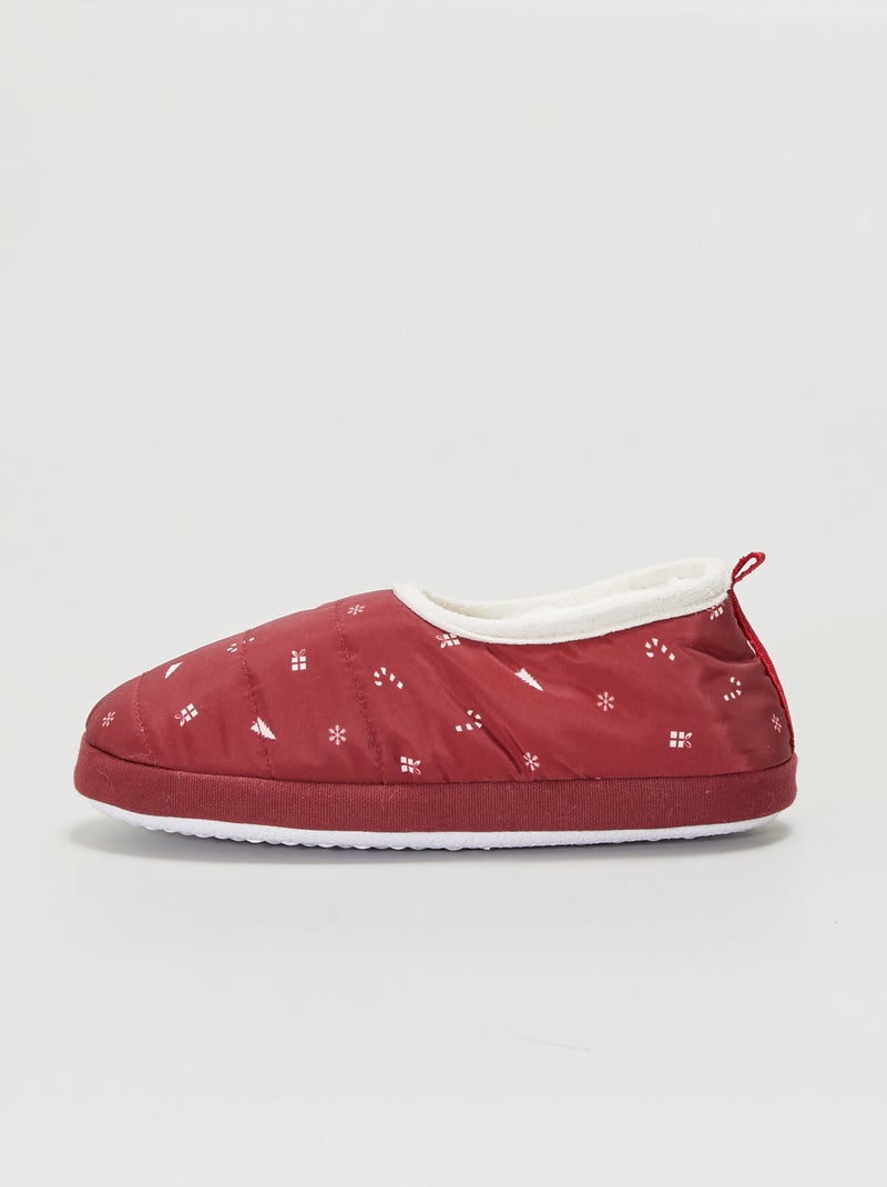 Zapatillas de casa tipo manoletinas forradas Navidad ROJO - Kiabi