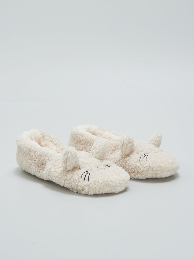 Zapatillas de casa tipo manoletinas 'gato' BEIGE - Kiabi