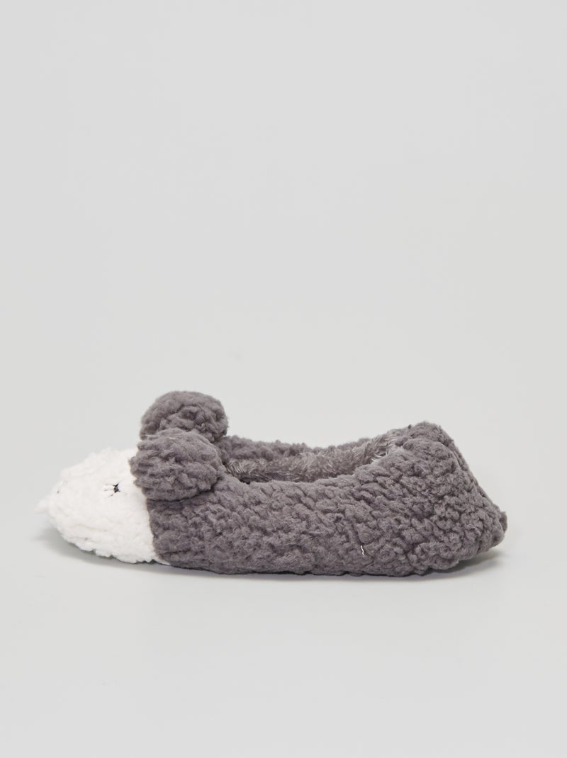 Zapatillas de casa tipo manoletinas gris - Kiabi