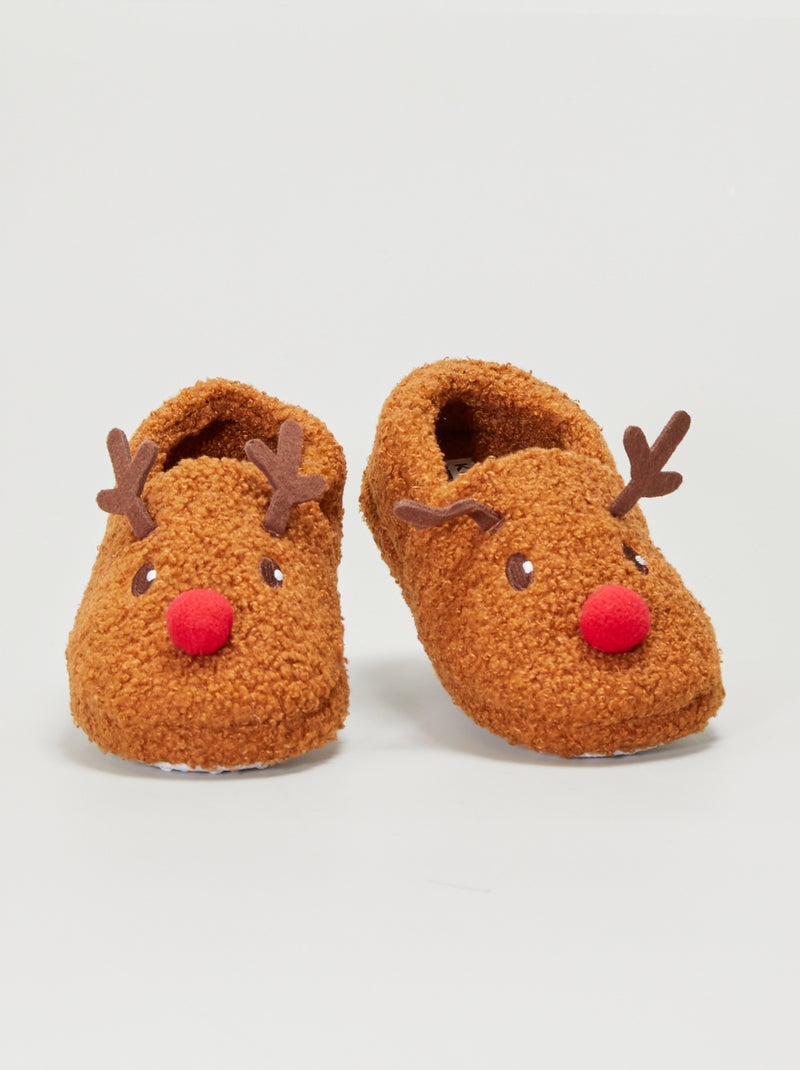 Zapatillas de casa tipo manoletinas 'reno' castaño - Kiabi