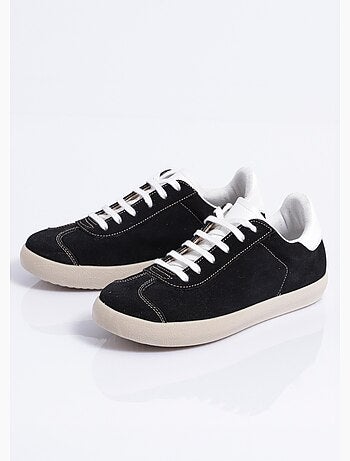 Zapatillas de cuña de piel lisa con cordones - afibel