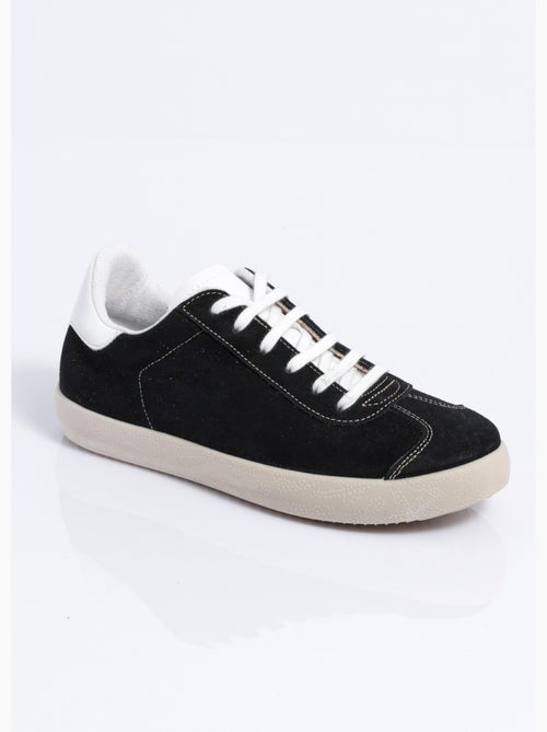 Zapatillas de cuña de piel lisa con cordones - Afibel - Kiabi