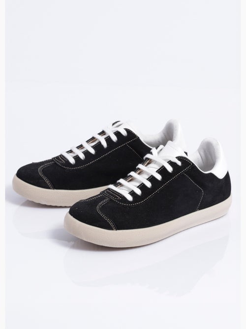 Zapatillas de cuña de piel lisa con cordones - afibel - Kiabi