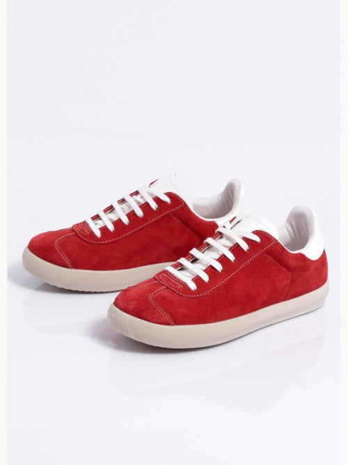 Zapatillas de cuña de piel lisa con cordones - afibel - Kiabi
