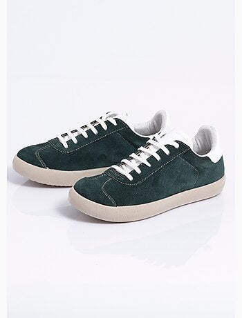 Zapatillas de cuña de piel lisa con cordones - afibel