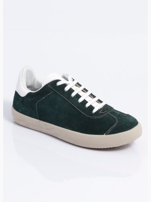 Zapatillas de cuña de piel lisa con cordones - Afibel - Kiabi