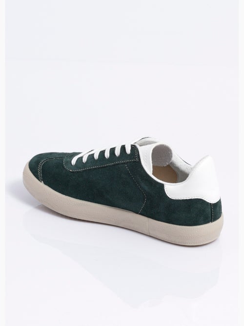 Zapatillas de cuña de piel lisa con cordones - Afibel - Kiabi