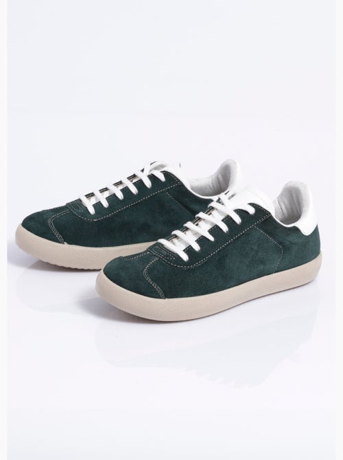 Zapatillas de cuña de piel lisa con cordones - afibel - Kiabi