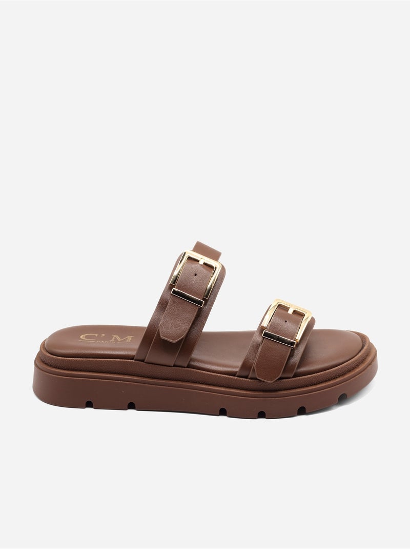 Zapatillas de dos tiras Marrón - Kiabi