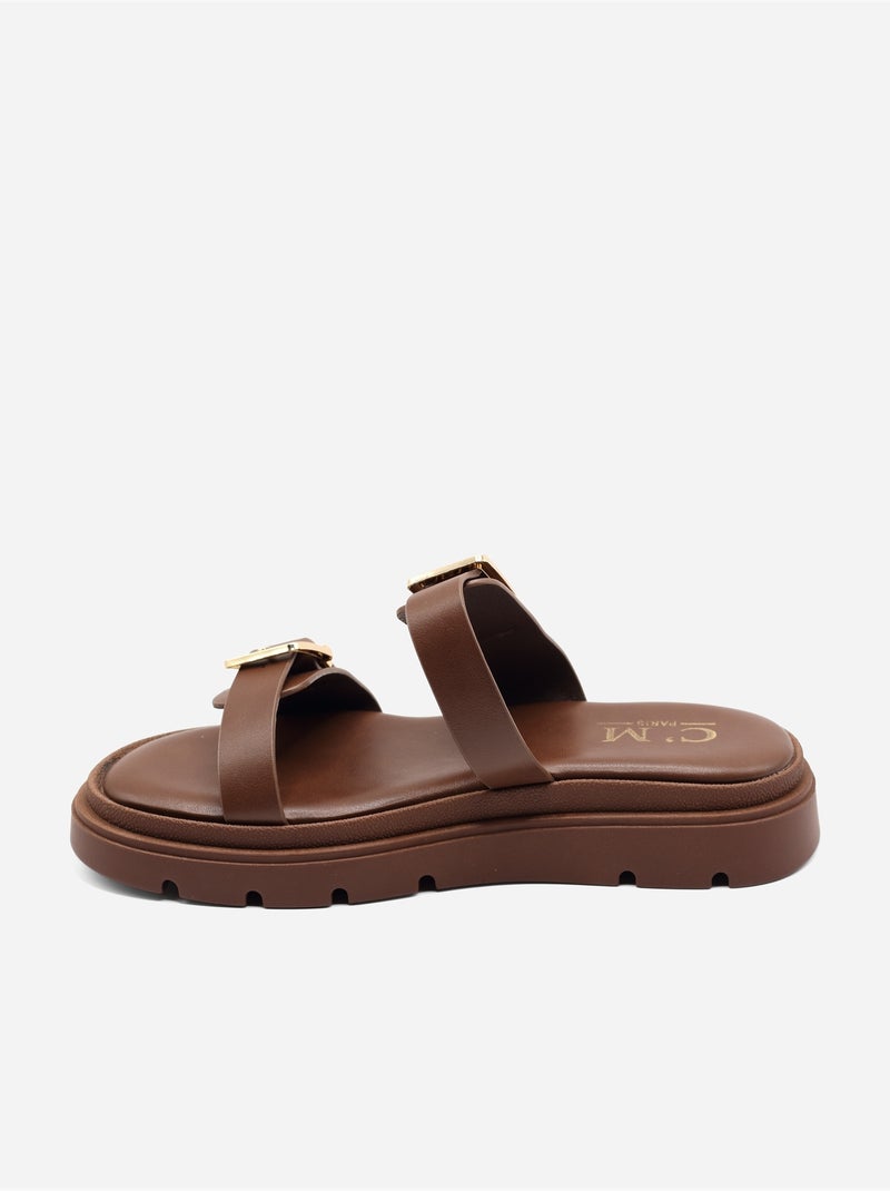 Zapatillas de dos tiras Marrón - Kiabi