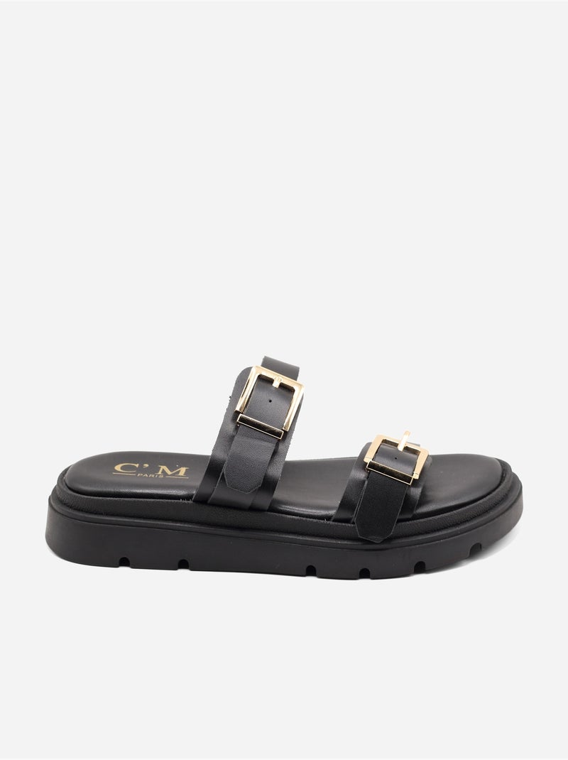 Zapatillas de dos tiras Negro - Kiabi