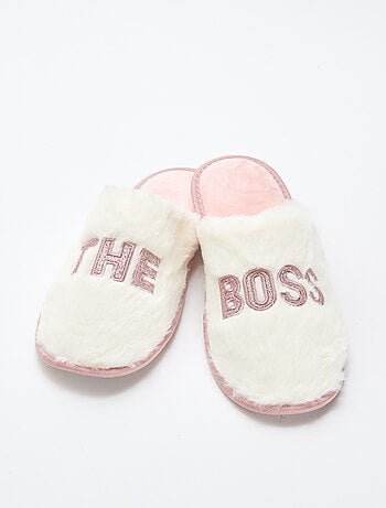 Zapatillas de estar en casa con lentejuelas 'the boss'