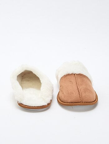 Zapatillas de estar en casa de ante sintético con pelo sintético