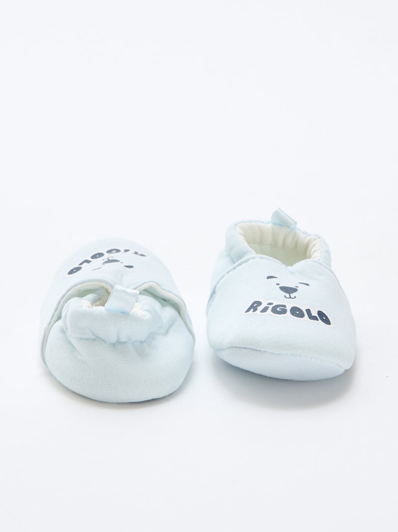 Zapatillas de estar en casa de tela con estampado animal Azul - Kiabi