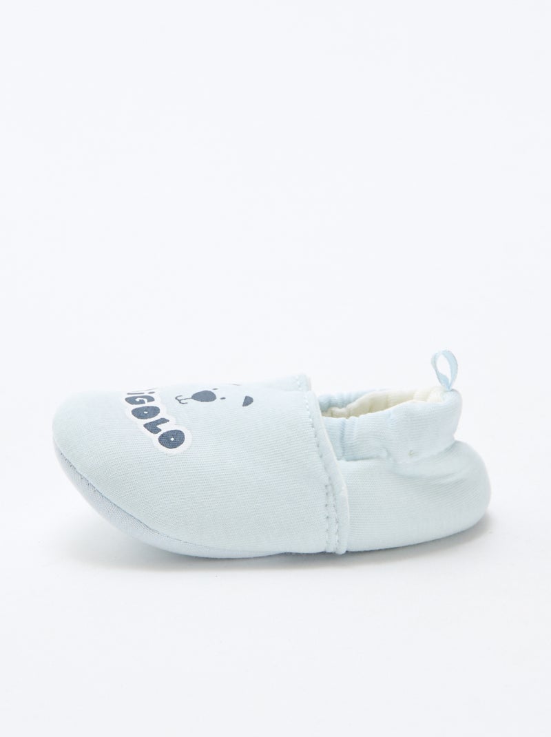 Zapatillas de estar en casa de tela con estampado animal Azul - Kiabi