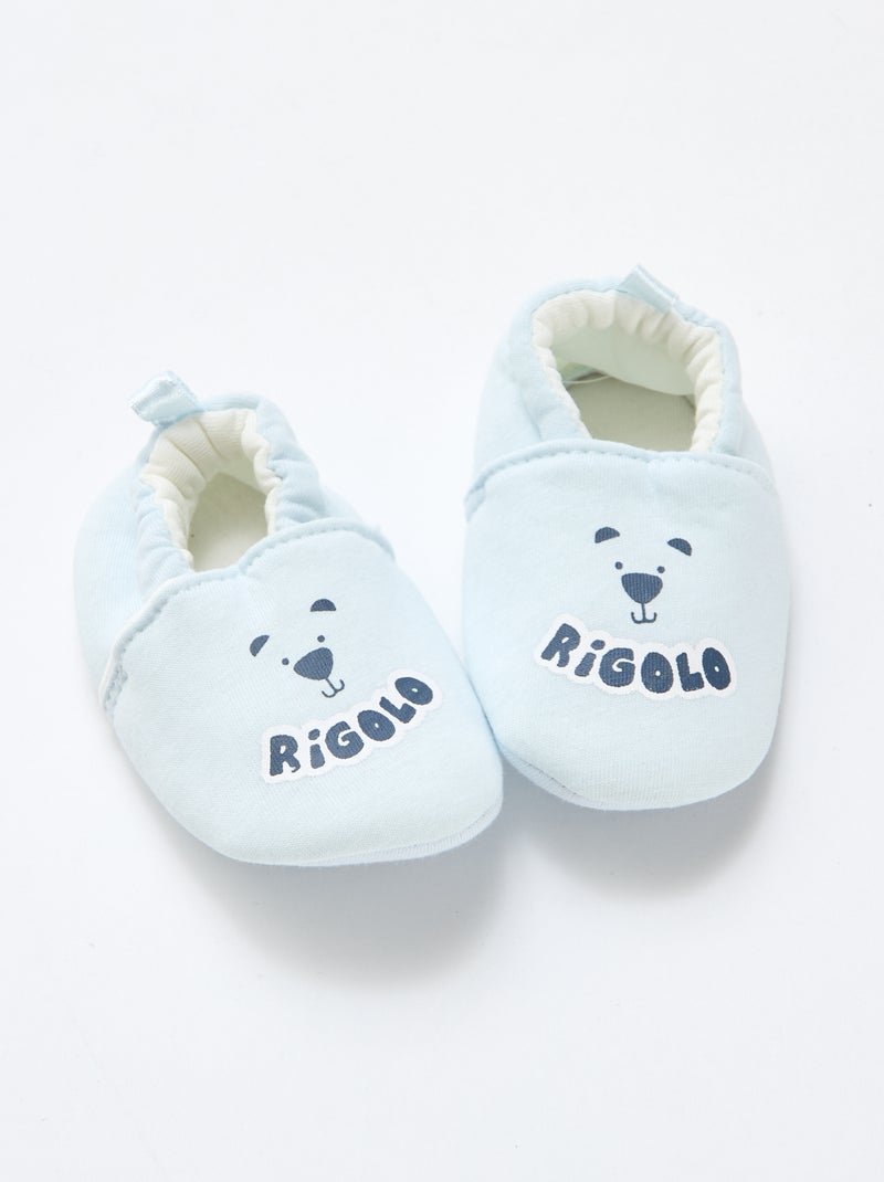 Zapatillas de estar en casa de tela con estampado animal Azul - Kiabi
