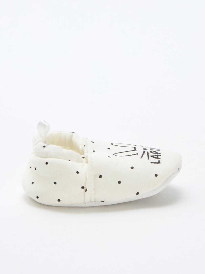 Zapatillas de estar en casa de tela con estampado animal Blanco - Kiabi