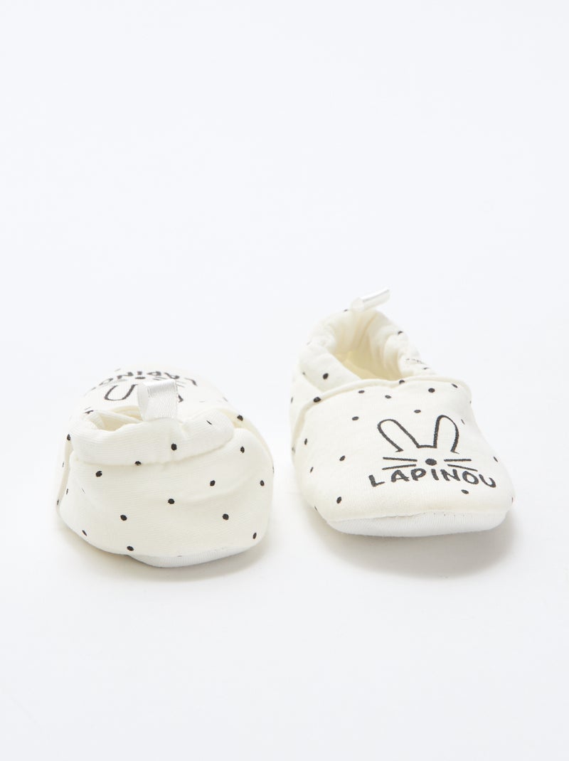 Zapatillas de estar en casa de tela con estampado animal Blanco - Kiabi