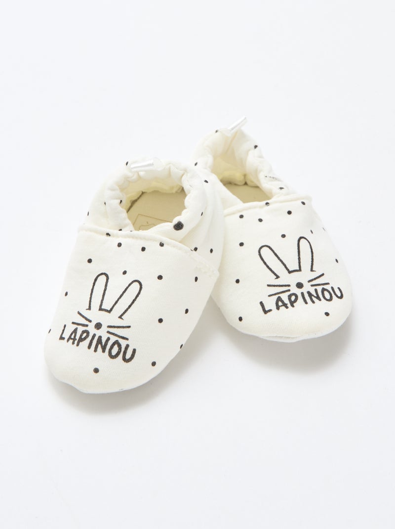Zapatillas de estar en casa de tela con estampado animal Blanco - Kiabi