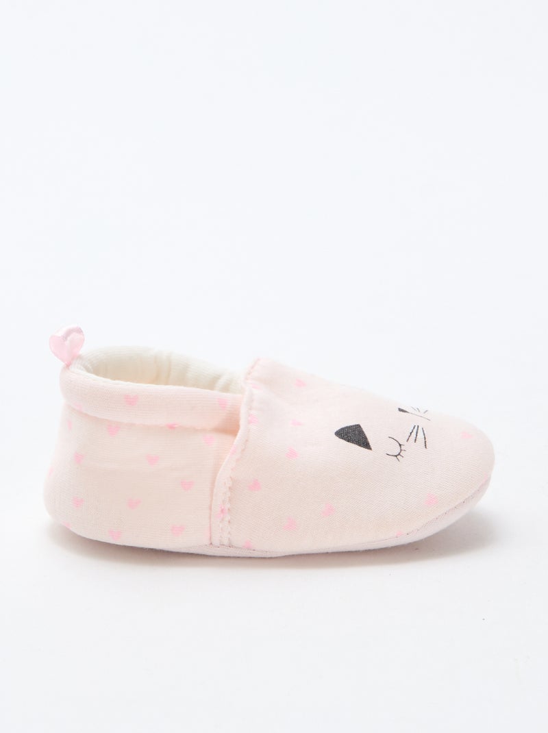 Zapatillas de estar en casa de tela con estampado animal Rosa - Kiabi