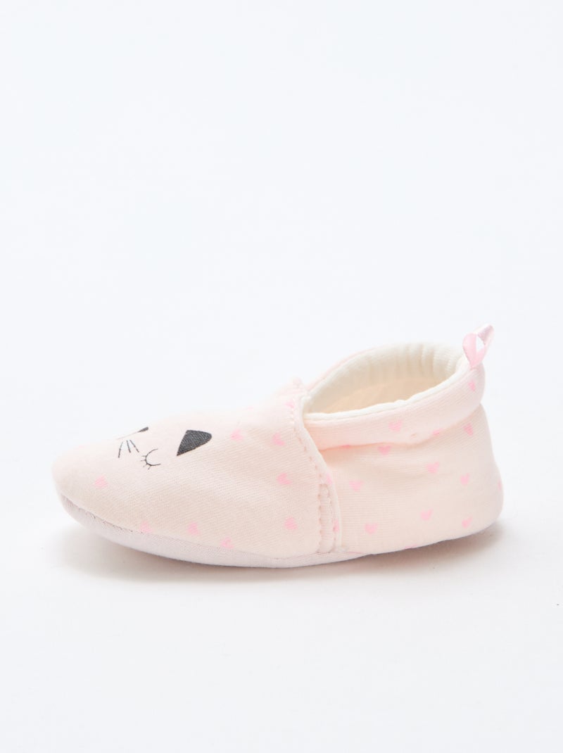 Zapatillas de estar en casa de tela con estampado animal Rosa - Kiabi