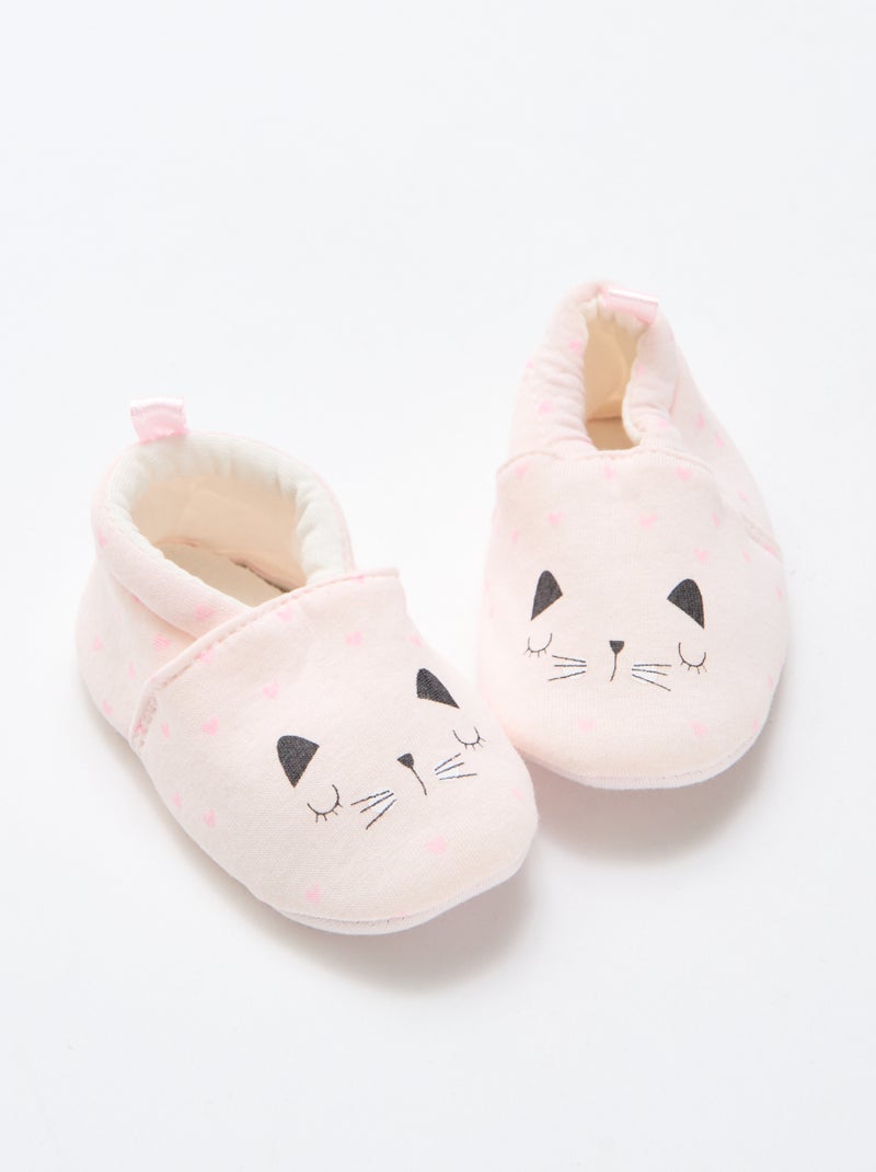 Zapatillas de estar en casa de tela con estampado animal Rosa - Kiabi