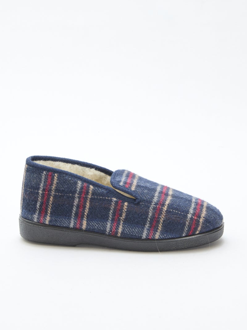 Zapatillas de estar por casa a cuadros Azul - Kiabi