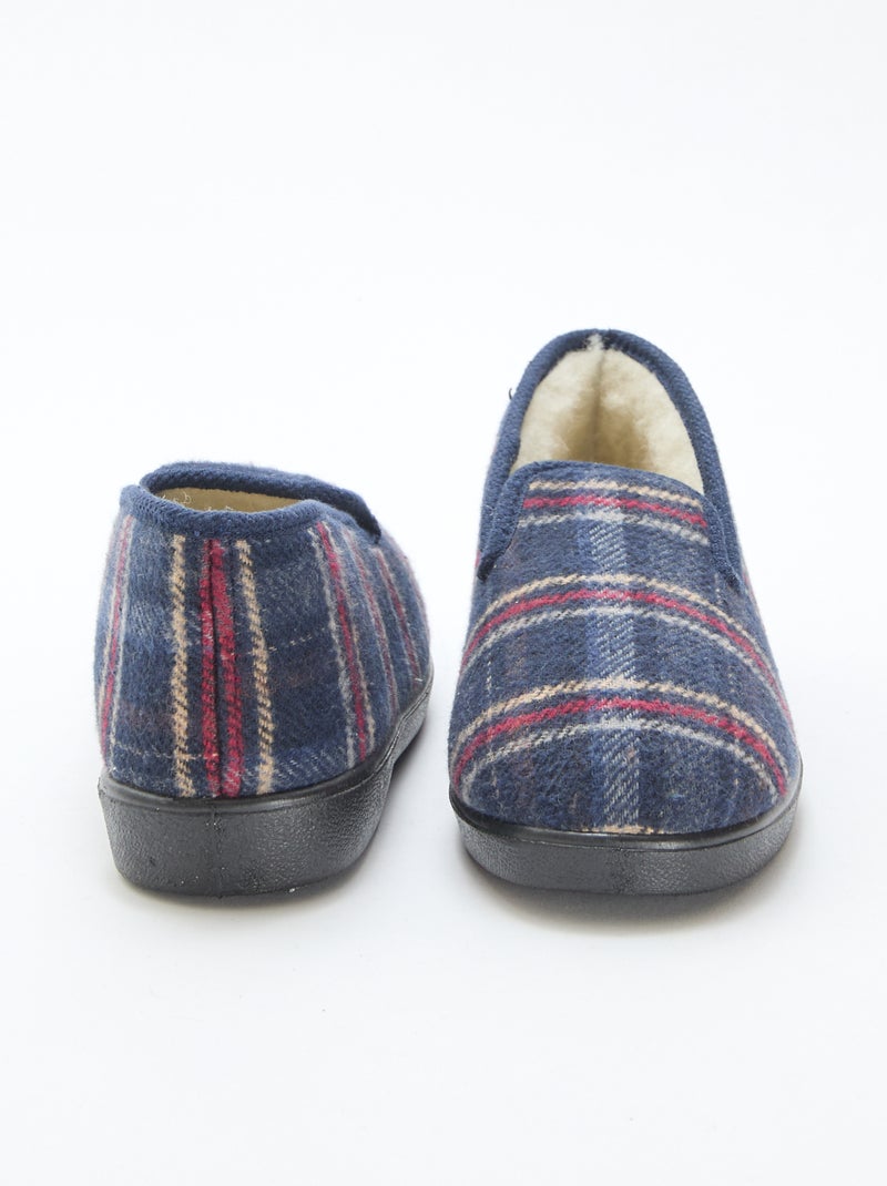 Zapatillas de estar por casa a cuadros Azul - Kiabi