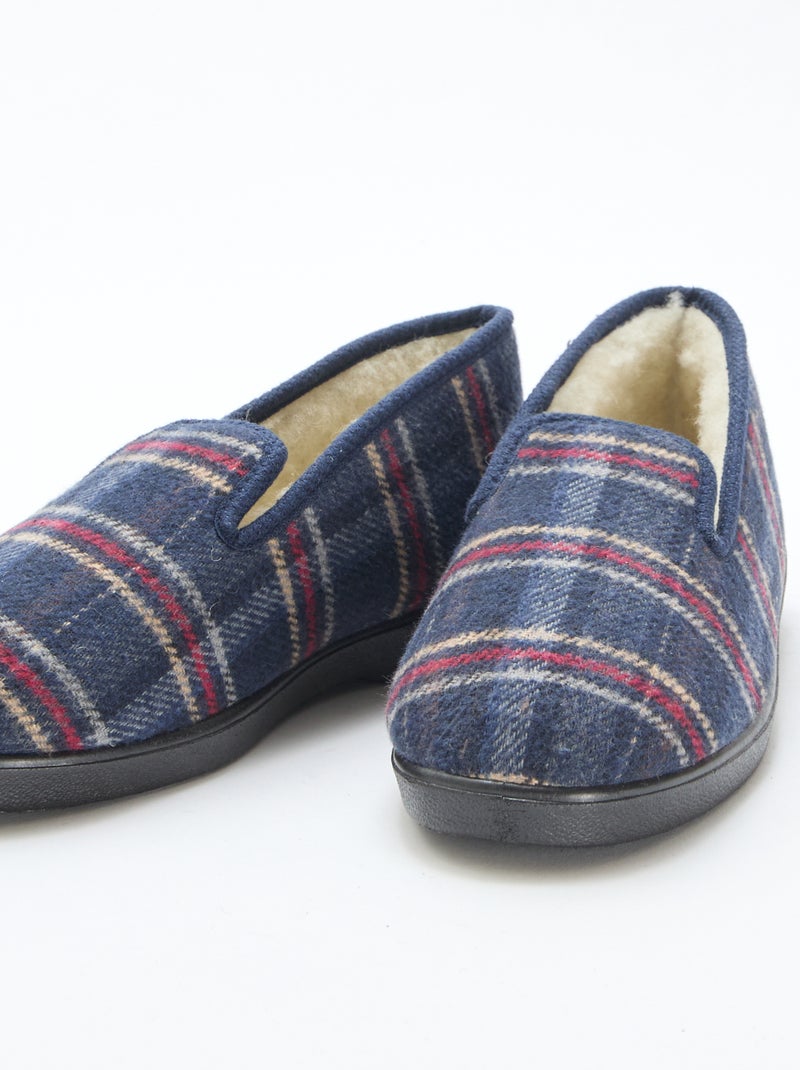 Zapatillas de estar por casa a cuadros Azul - Kiabi