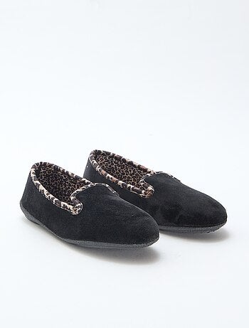 Zapatillas de estar por casa de terciopelo con interior de leopardo