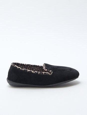Zapatillas de estar por casa de terciopelo con interior de leopardo