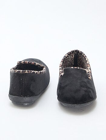 Zapatillas de estar por casa de terciopelo con interior de leopardo