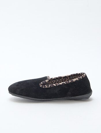 Zapatillas de estar por casa de terciopelo con interior de leopardo