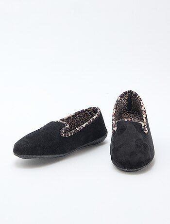 Zapatillas de estar por casa de terciopelo con interior de leopardo
