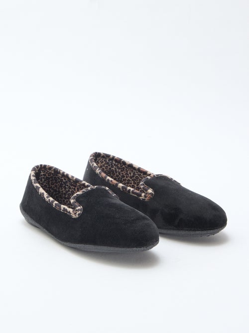 Zapatillas de estar por casa de terciopelo con interior de leopardo - Kiabi