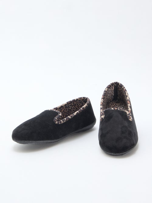 Zapatillas de estar por casa de terciopelo con interior de leopardo - Kiabi