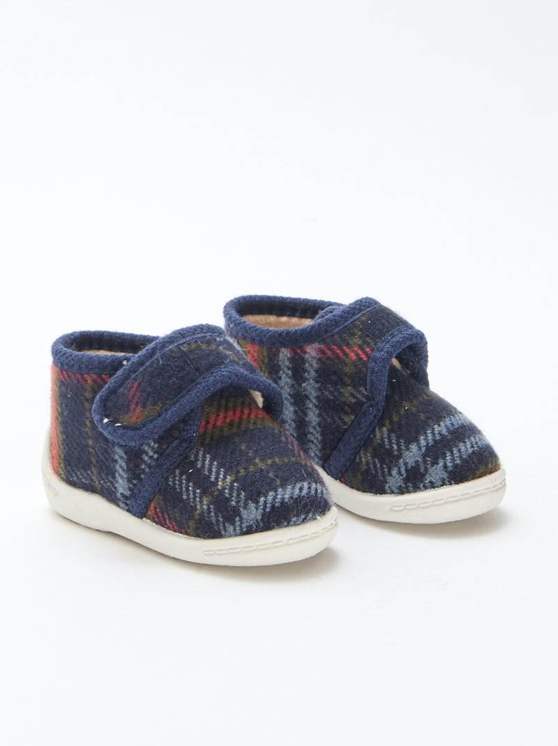 Zapatillas de estar por casa forradas con cierres de velcro Azul - Kiabi