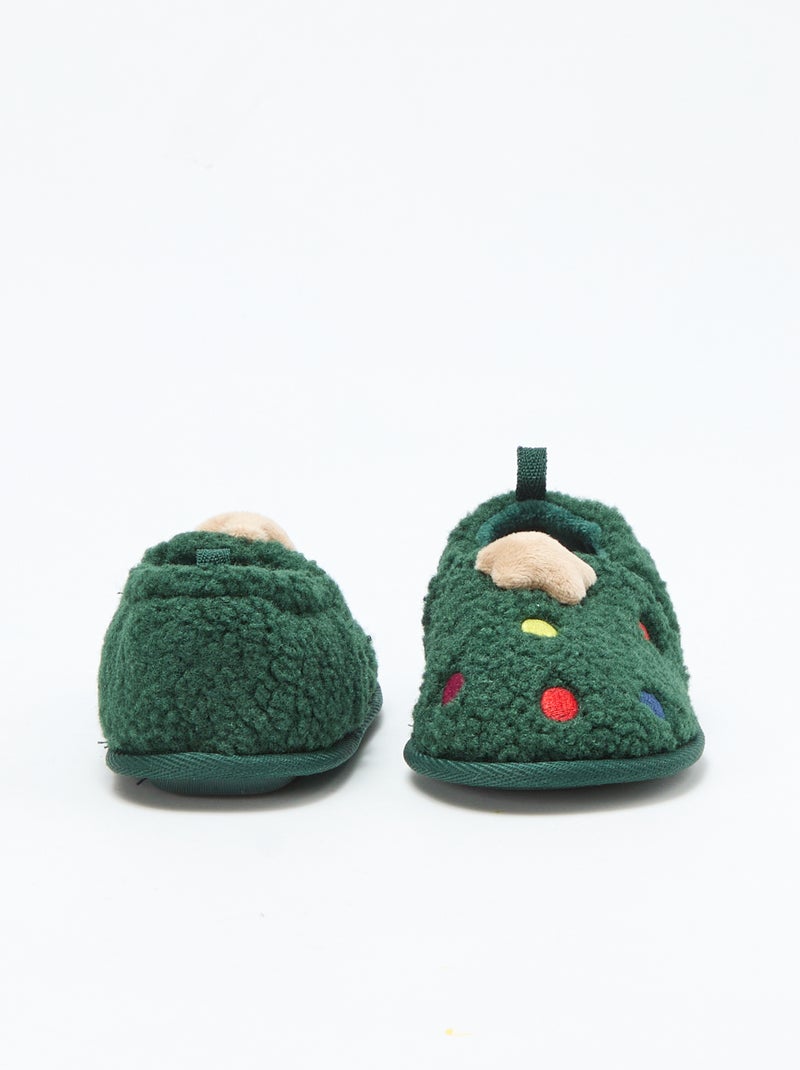 Zapatillas de estar por casa lúdicas de ante navideñas Verde - Kiabi