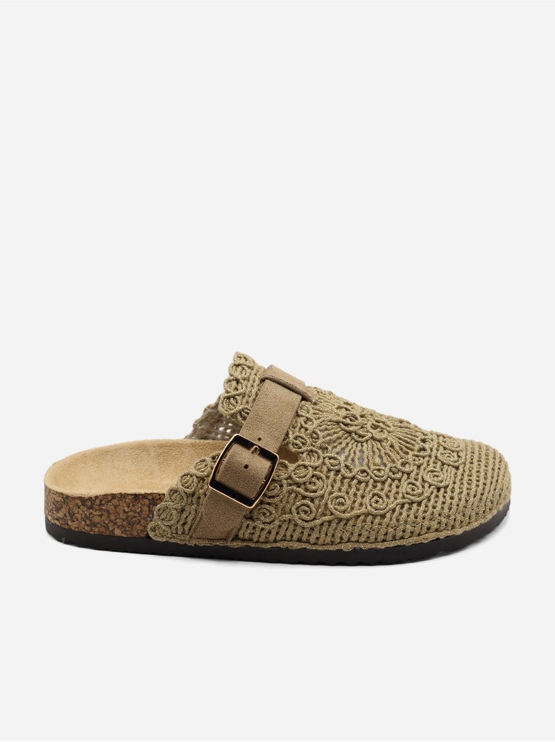 Zapatillas de ganchillo Taupe - Kiabi