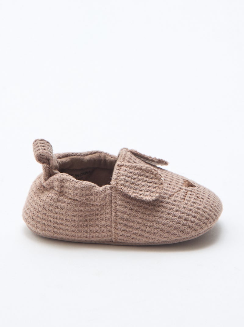 Zapatillas de gasa de algodón + orejas de animales Marron - Kiabi