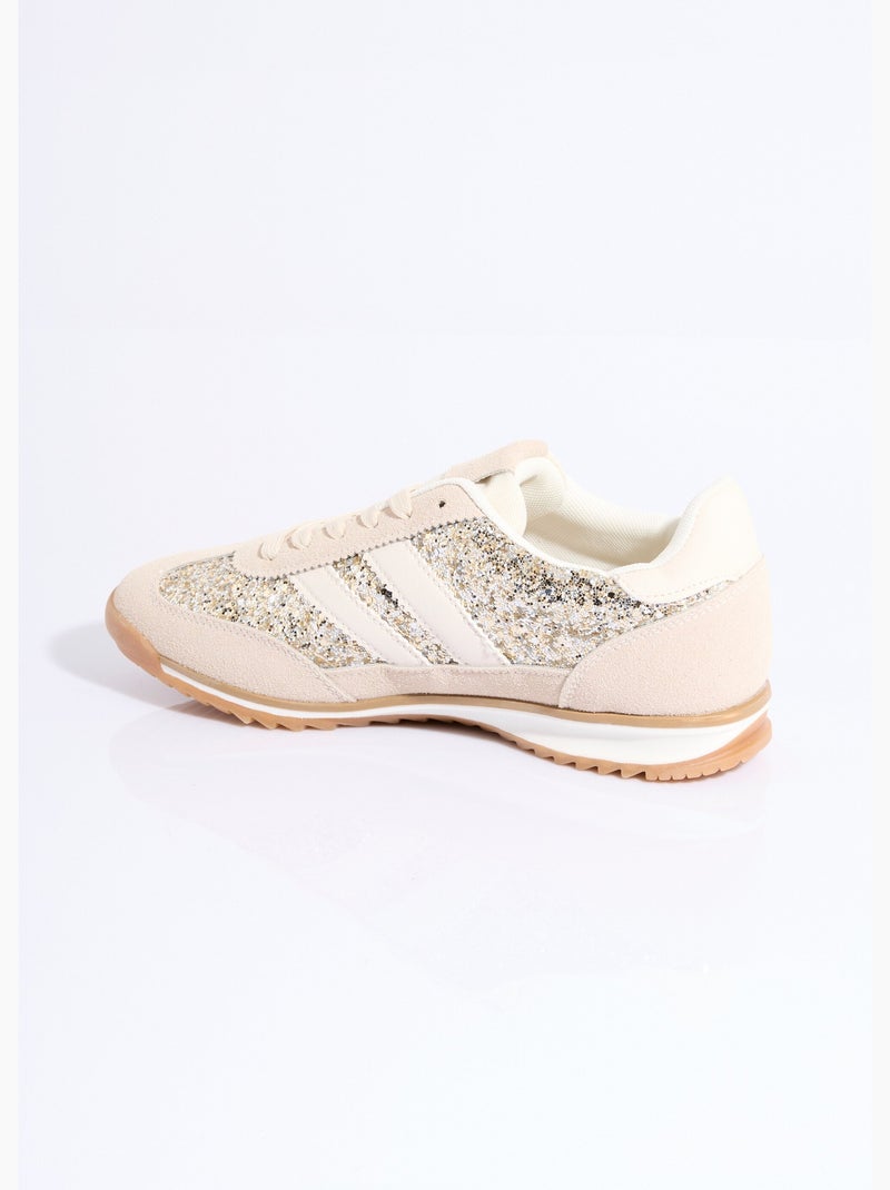Zapatillas de inspiración retro con lentejuelas - AFIBEL Beige - Kiabi
