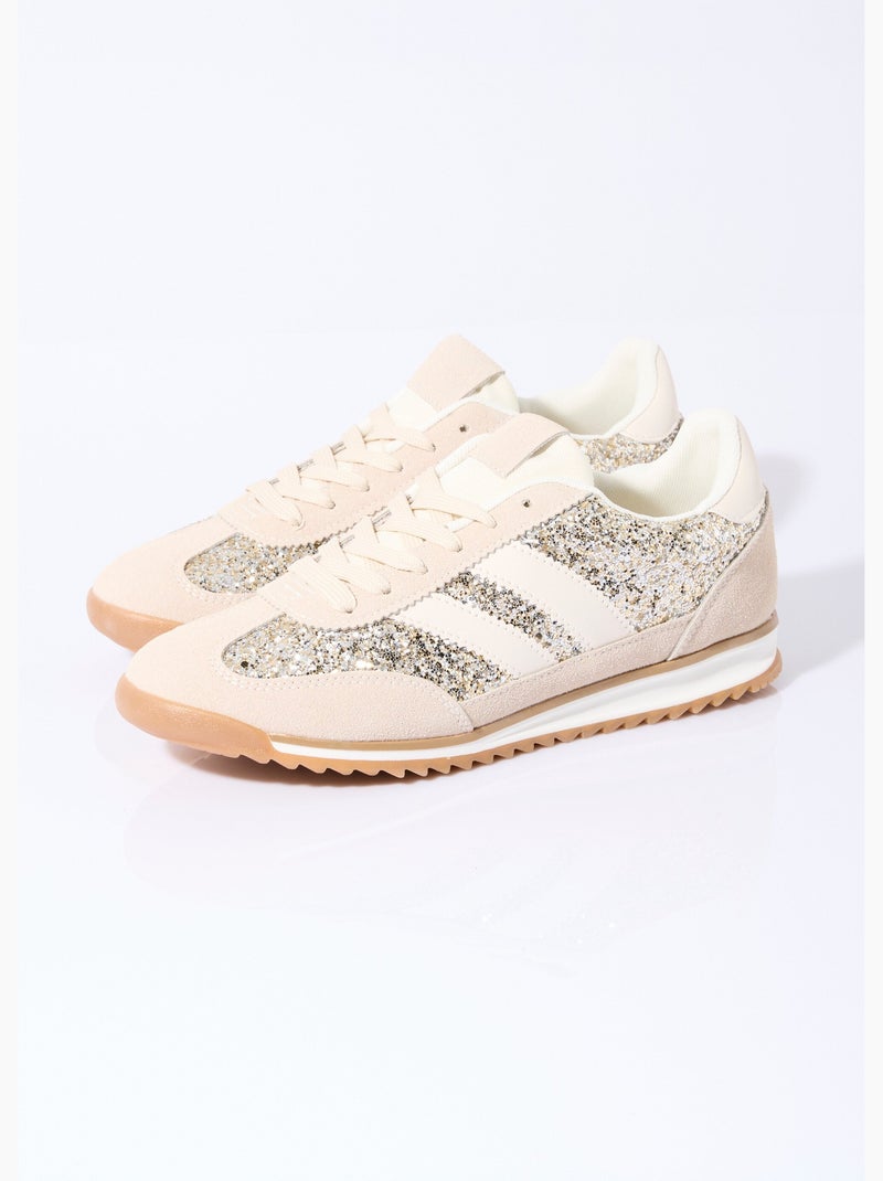 Zapatillas de inspiración retro con lentejuelas - AFIBEL Beige - Kiabi