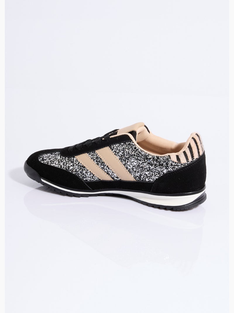 Zapatillas de inspiración retro con lentejuelas - AFIBEL Negro - Kiabi